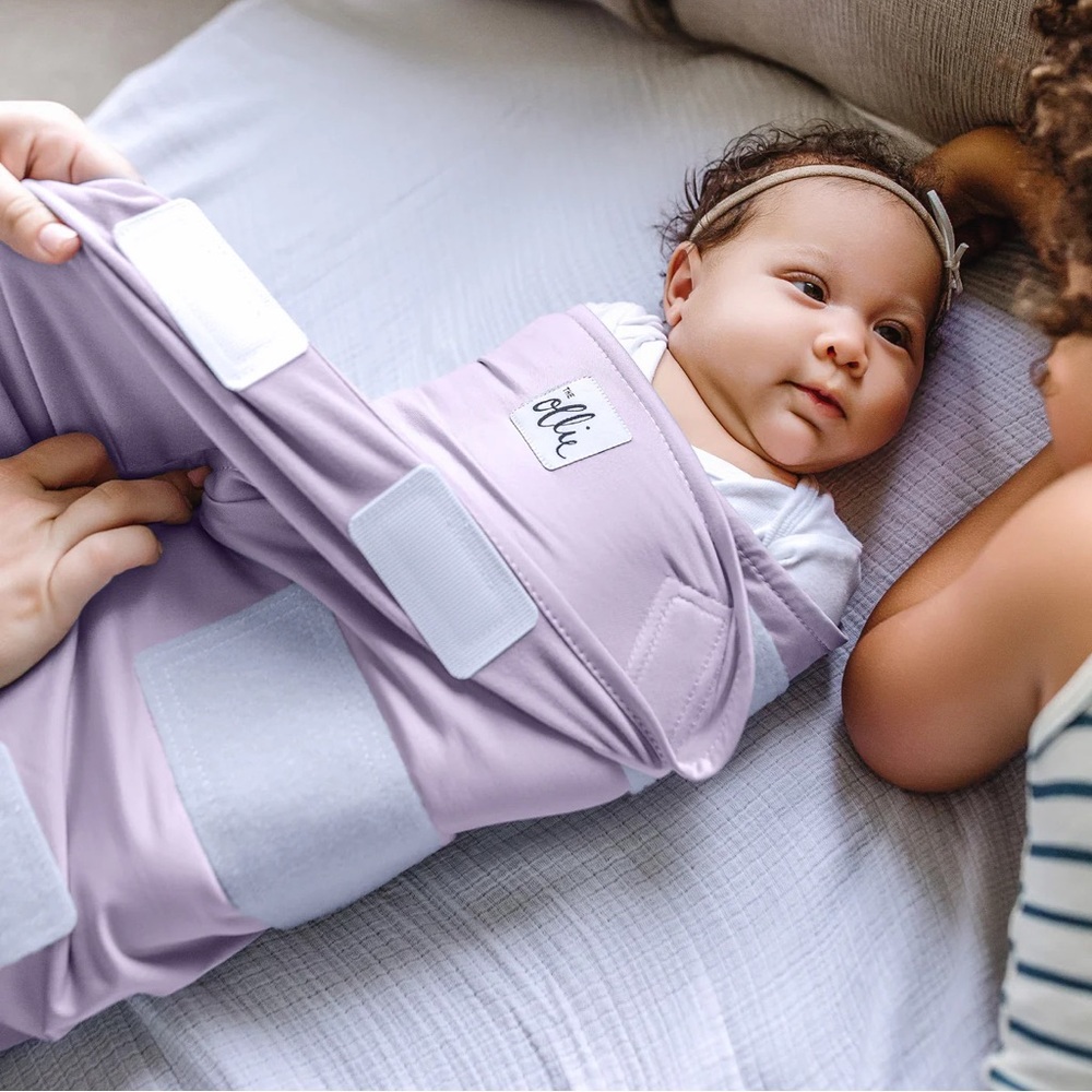 The Ollie Lavender Velcro swaddle